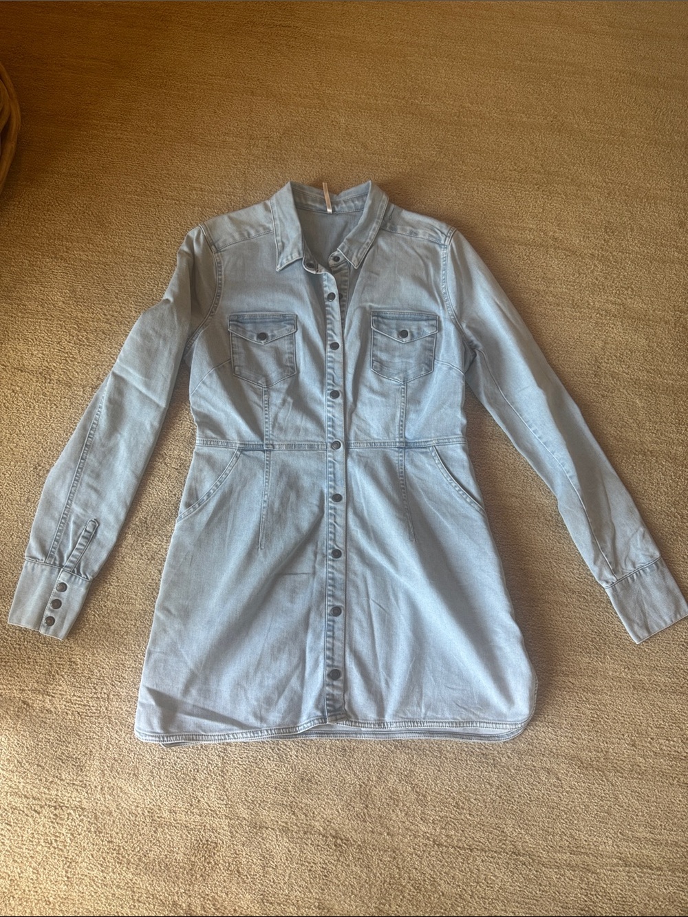 FREE PEOPLE Light Wash Denim Shirt Dress